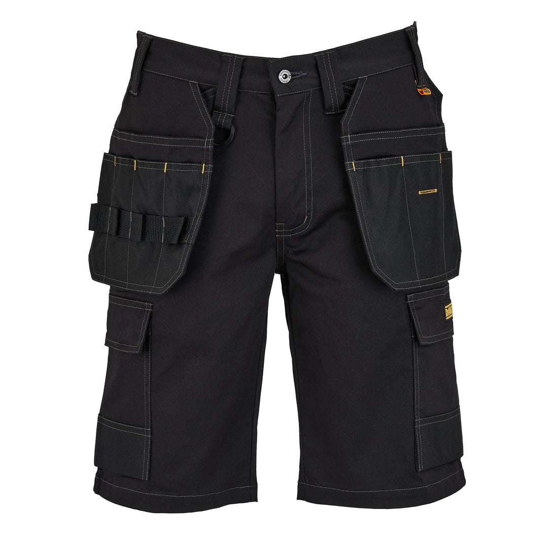 DEWALT ProTradesman Men's Black Poly Cotton, Holster Pocket, Stretch Work Shorts Front View