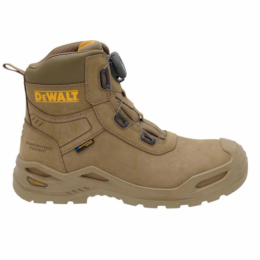 DEWALT Apex BOA®, Men's Waterproof, Nubuck Leather, Composite Safety Toe Work Boot, Right Side View