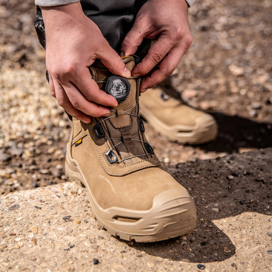 DEWALT Apex BOA®, Men's Waterproof, Nubuck Leather, Composite Safety Toe Work Boot, Front Model View