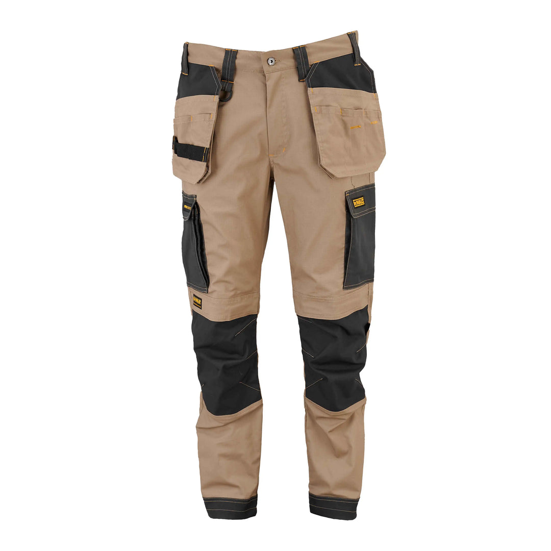 DEWALT Barstow Men's Pro-Stretch, Holster Pocket, Slim Fit Work Pants, Stone,  Front View