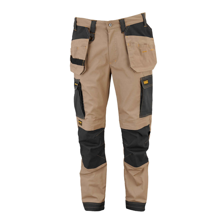 DEWALT Barstow Men's Pro-Stretch, Holster Pocket, Slim Fit Work Pants, Stone,  Front View