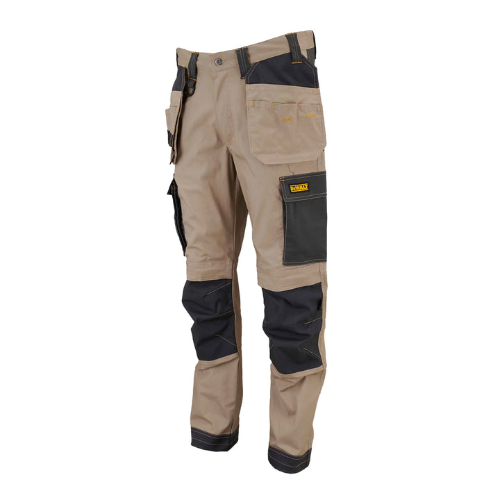 DEWALT Barstow Men's Pro-Stretch, Holster Pocket, Slim Fit Work Pants, Stone,  3/4 View