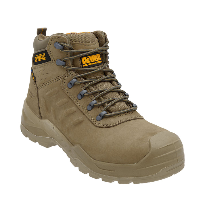 DEWALT Bowman Men's Waterproof, Nubuck Leather, Steel Toe Safety Work Boot, Stone, 3/4 View