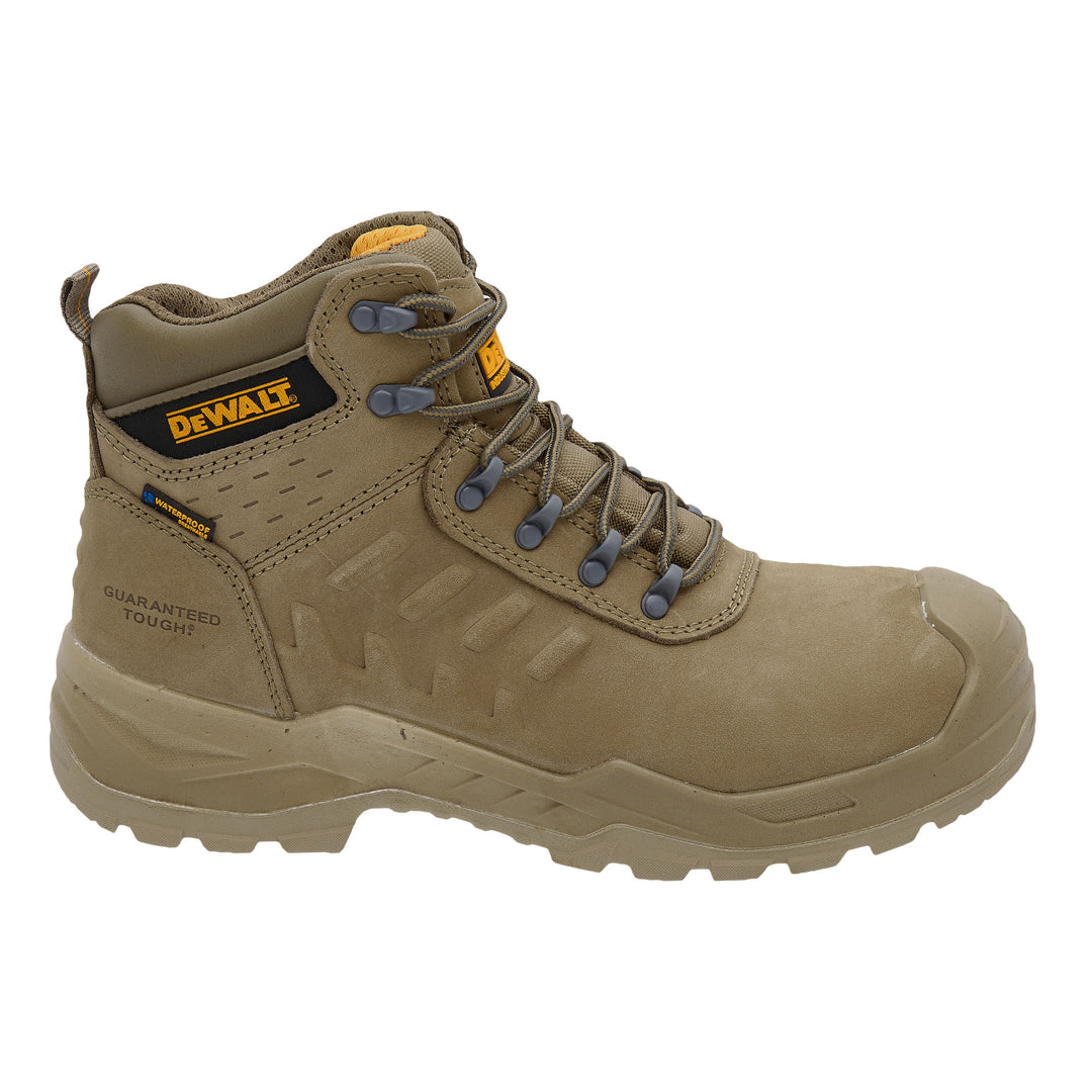 DEWALT Bowman Men's Waterproof, Nubuck Leather, Steel Toe Safety Work Boot, Stone, Side View