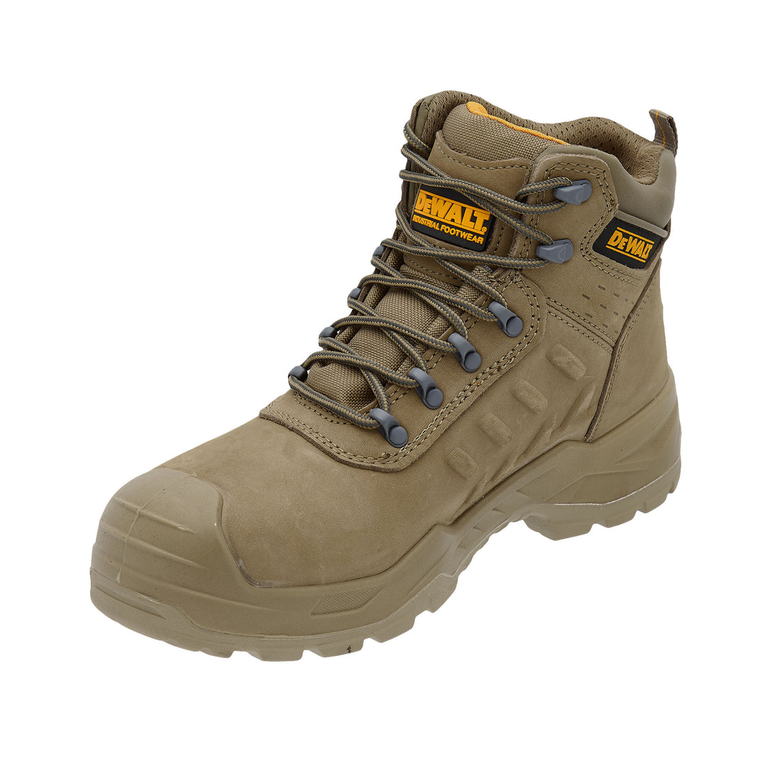 DEWALT Bowman Men's Waterproof, Nubuck Leather, Steel Toe Safety Work Boot, Stone, 3/4 Instep view