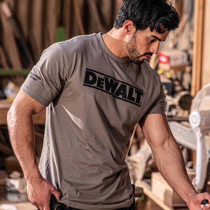 DEWALT Brand Carrier Men's T-Shirt Charcoal Model View