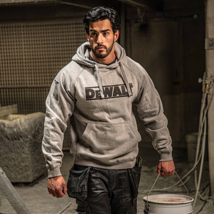 DEWALT Brand Carrier Men's Hoodie Heather Grey Model View