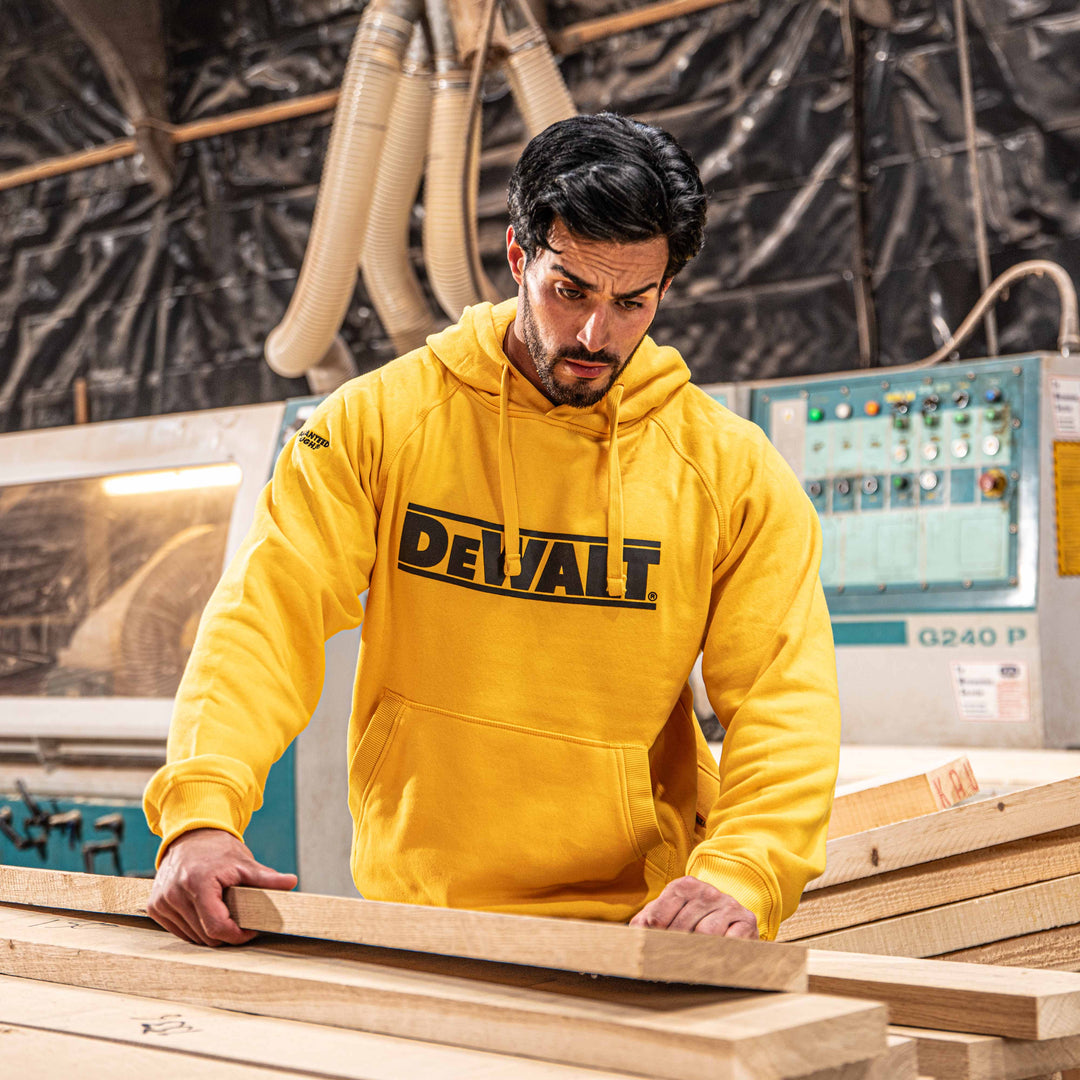 DEWALT Brand Carrier Men's Hoodie Yellow Model View