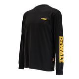 DEWALT Brand Carrier Men's Long Sleeve Cotton Poly T Shirt Black 3/4 View