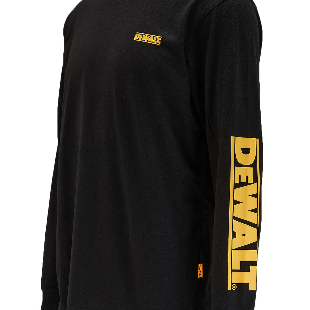 DEWALT Brand Carrier Men's Long Sleeve Cotton Poly T Shirt Black Detail View