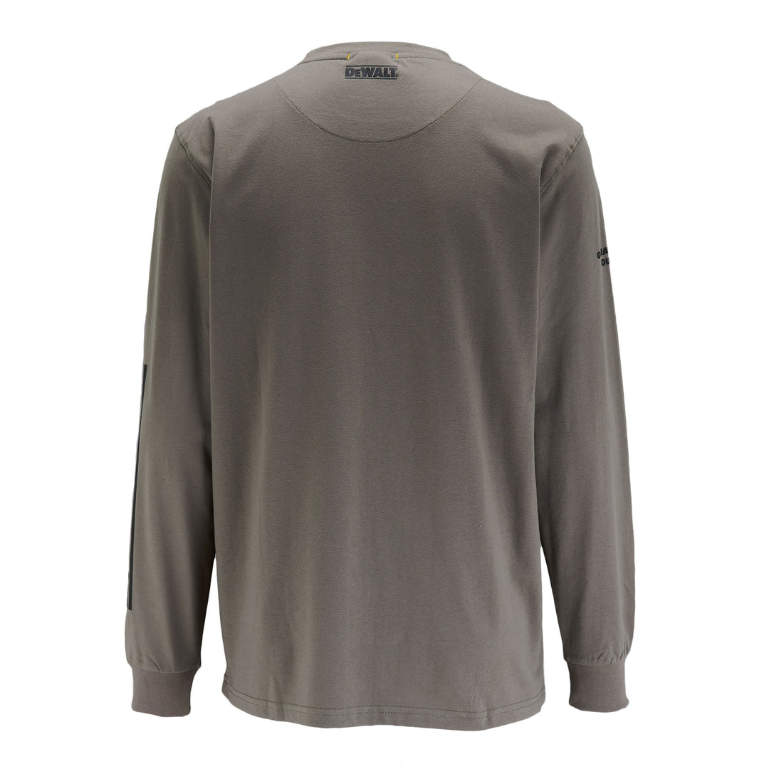 DEWALT Brand Carrier Men's Long Sleeve Cotton Poly T Shirt Charcoal Back View