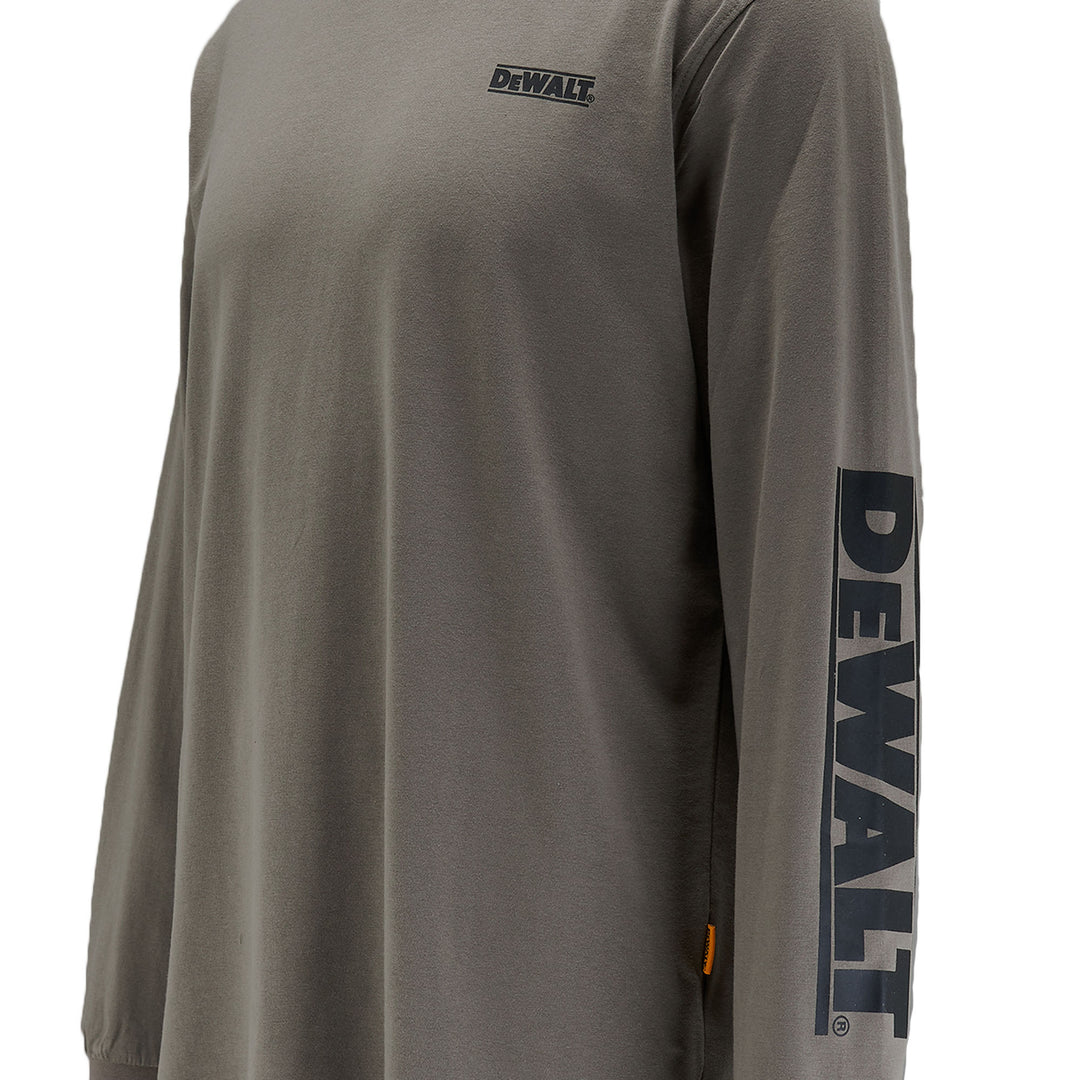 DEWALT Brand Carrier Men's Long Sleeve Cotton Poly T Shirt Charcoal Detail View