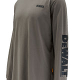 DEWALT Brand Carrier Men's Long Sleeve Cotton Poly T Shirt Charcoal Detail View