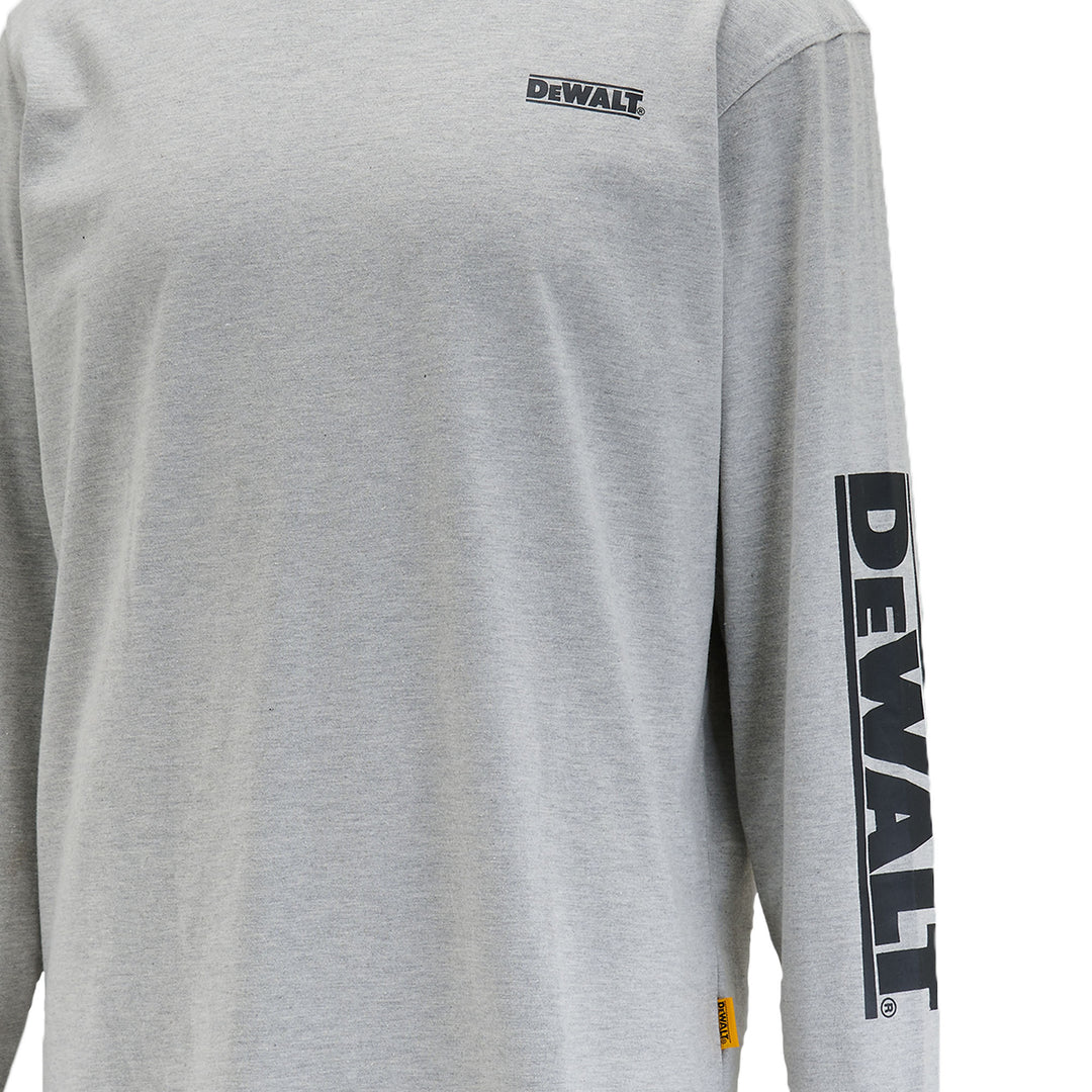 DEWALT Brand Carrier Men's Long Sleeve Cotton Poly T Shirt Heather Gray Detail View