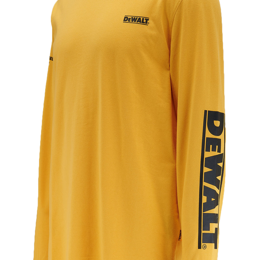 DEWALT Brand Carrier Men's Long Sleeve Cotton Poly T Shirt Yellow Detail View