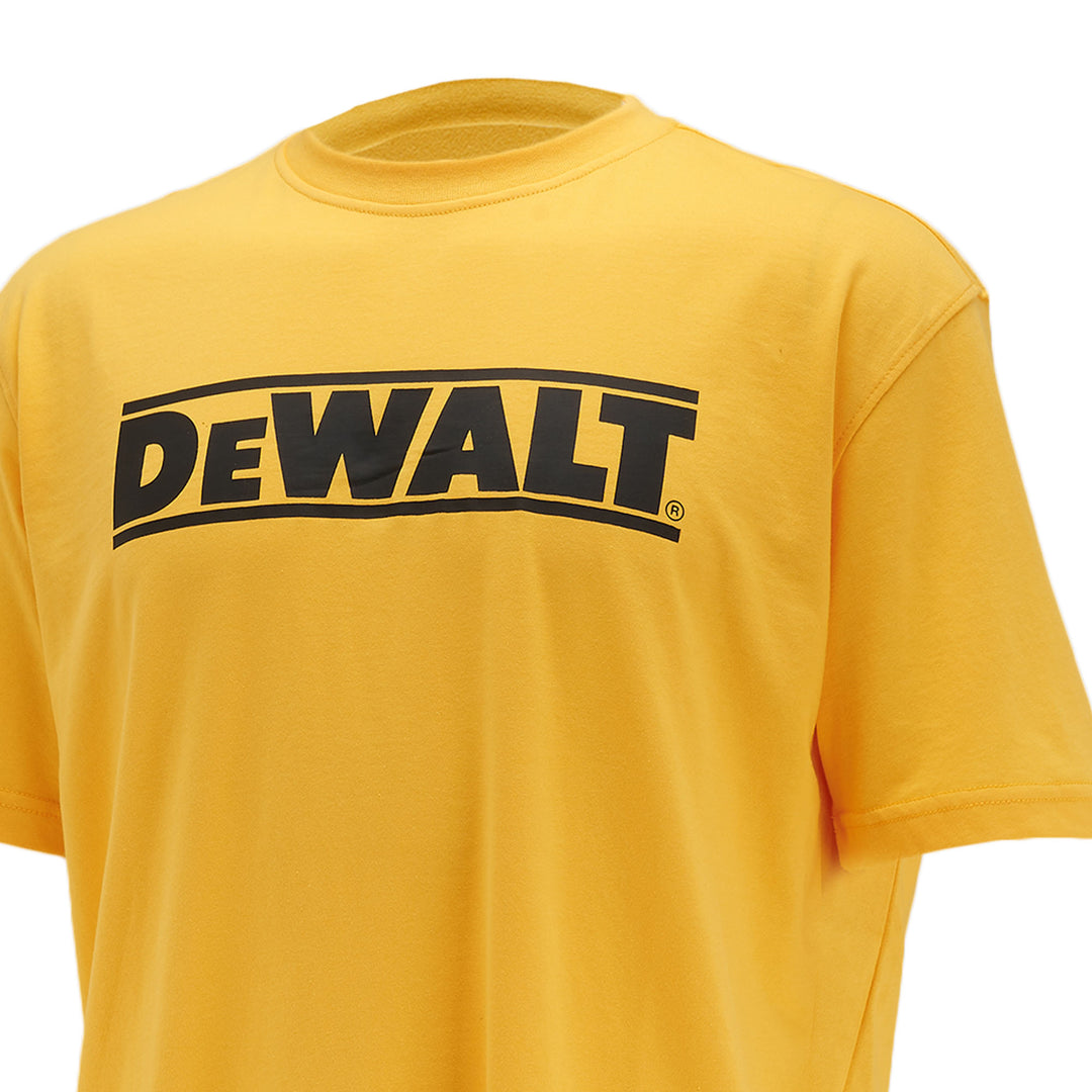 DEWALT Brand Carrier Men's T-Shirt Yellow Detail View
