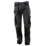 DEWALT Barstow Men's Pro-Stretch, Holster Pocket, Slim Fit Work Pants Grey/Black Front View
