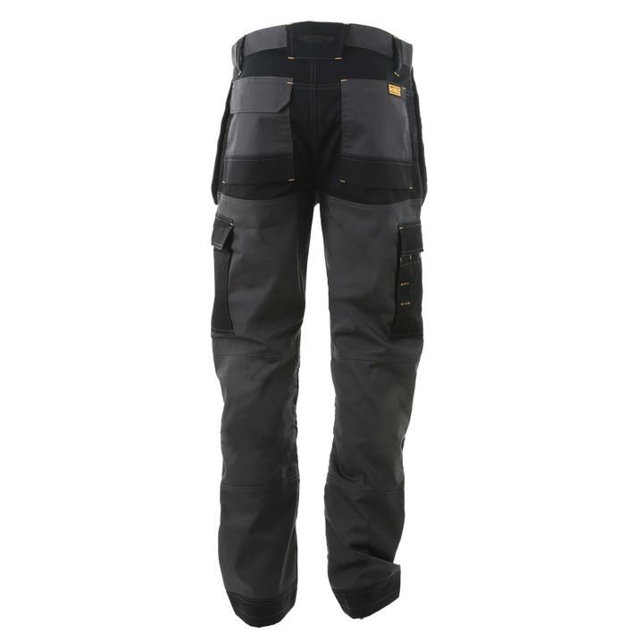 DEWALT Barstow Men's Pro-Stretch, Holster Pocket, Slim Fit Work Pants Grey/Black Back View
