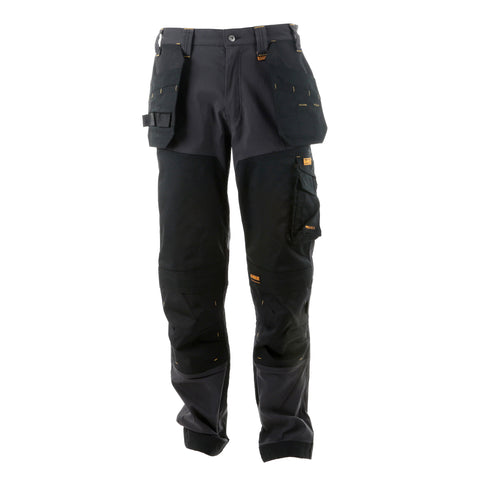 DEWALT Memphis Men's Pro-Stretch, Water Resistant, Holster Pocket Work Pants Black/Grey Front View