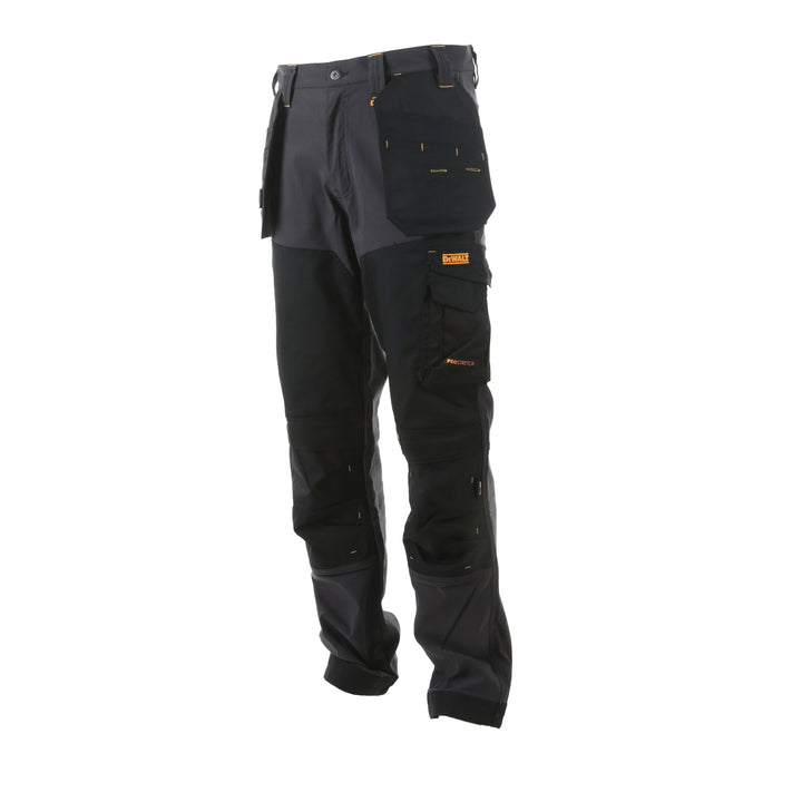 DEWALT Memphis Men's Pro-Stretch, Water Resistant, Holster Pocket Work Pants Black/Grey 3/4 View
