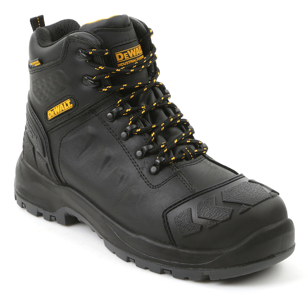 DEWALT Hadley Men's Waterproof, Steel Toe, Safety Work Boot Black 3/4 View
