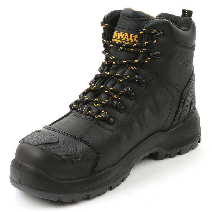 DEWALT Hadley Men's Waterproof, Steel Toe, Safety Work Boot Black 3/4 Left View