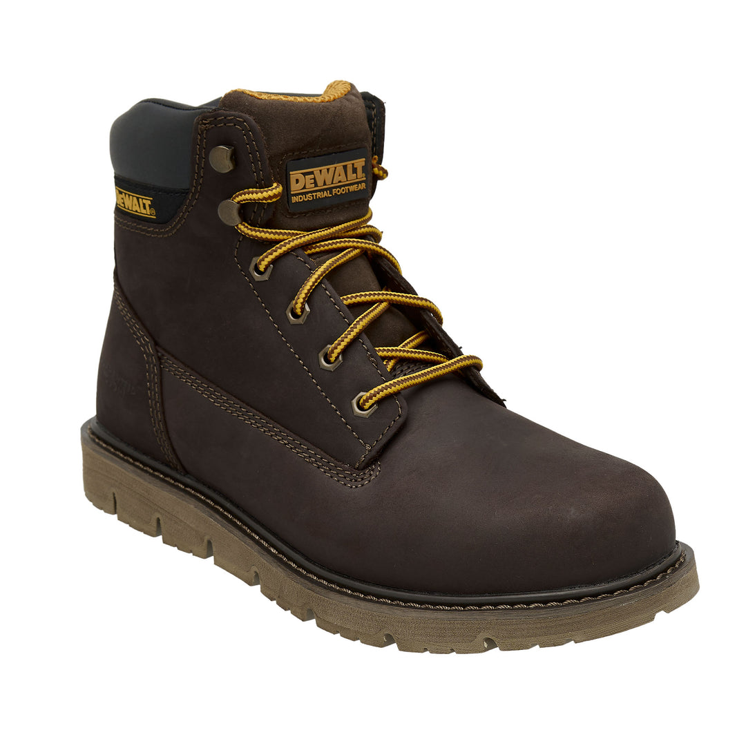 DEWALT Flex Men's Steel Toe Safety Work Boot Brown Crazy Horse 3/4 Right View