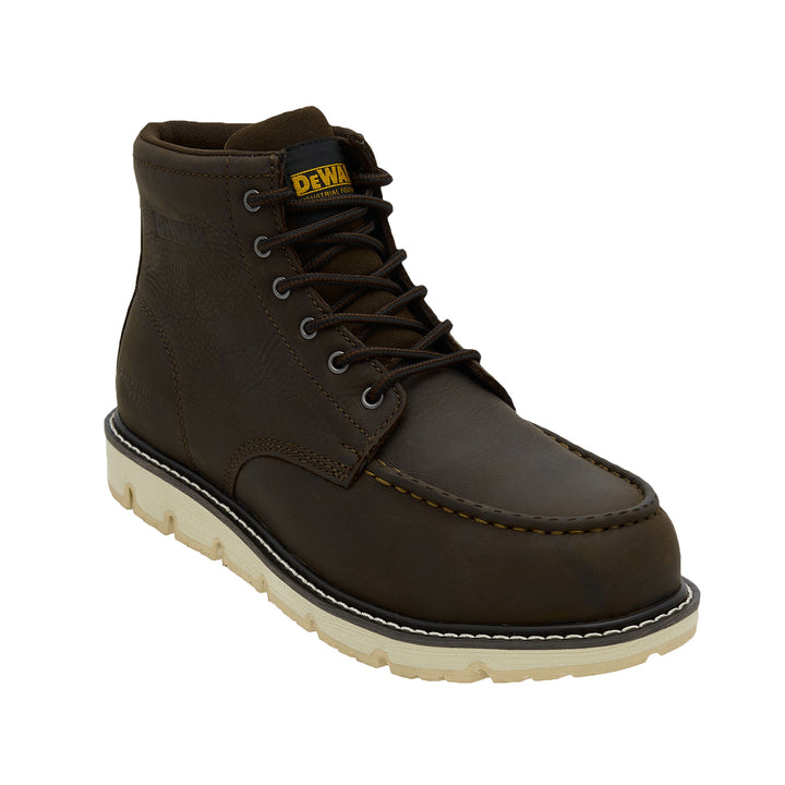 DEWALT Forge Men's Leather, Steel Safety Toe, Moc Toe Work Boot, Dark Chocolate, 3/4 View Right