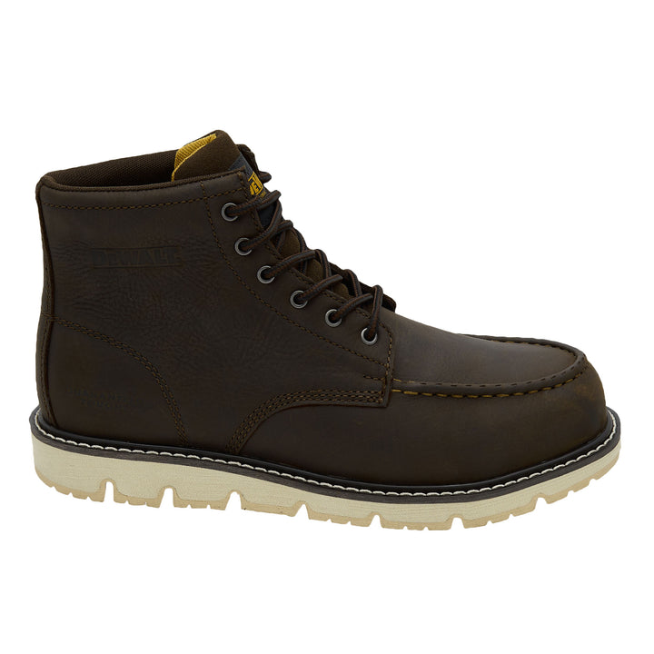 DEWALT Forge Men's Leather, Steel Safety Toe, Moc Toe Work Boot, Dark Chocolate, Side View Right