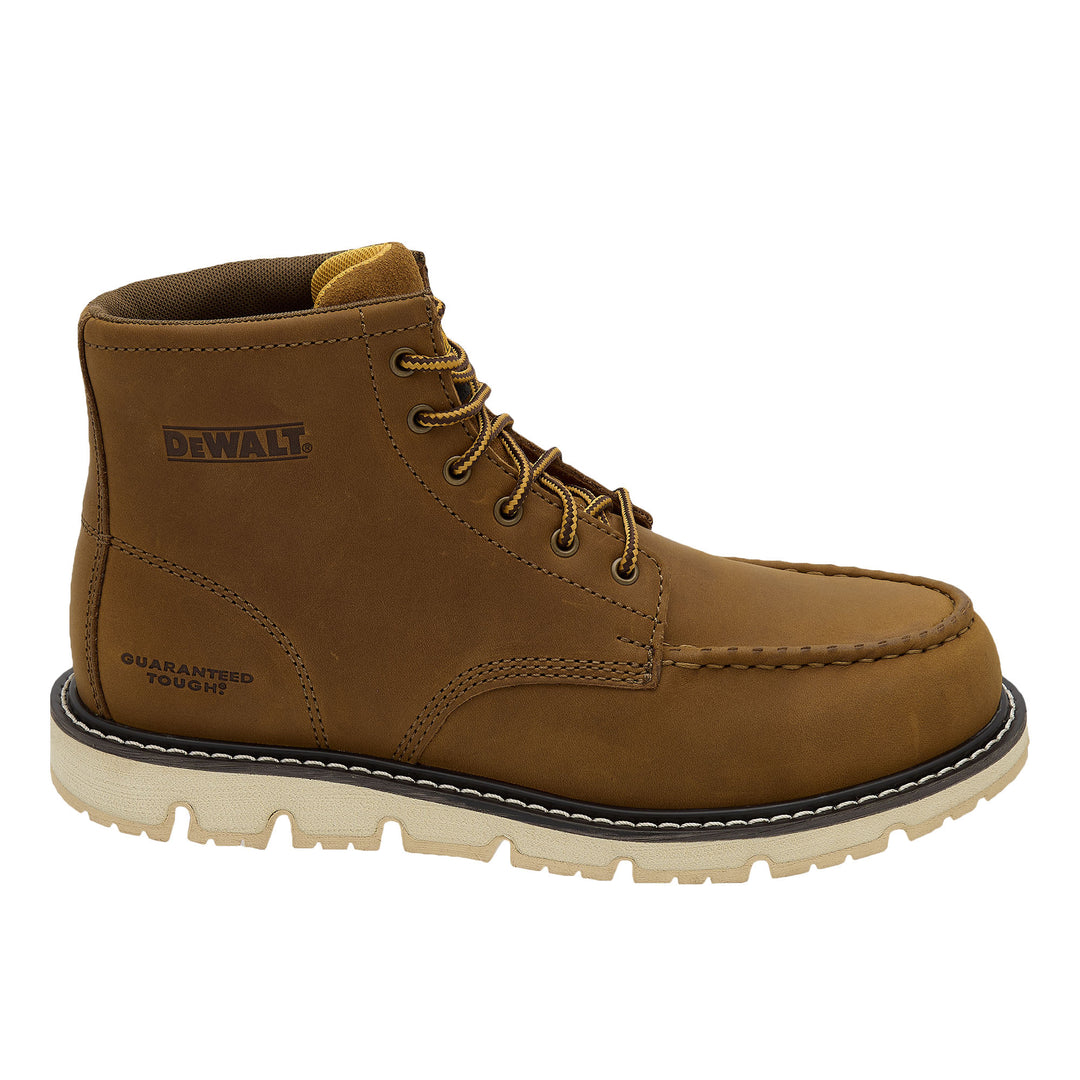 DEWALT Forge Men's Leather, Steel Safety Toe, Moc Toe Work Boot, Tan, Side View Right