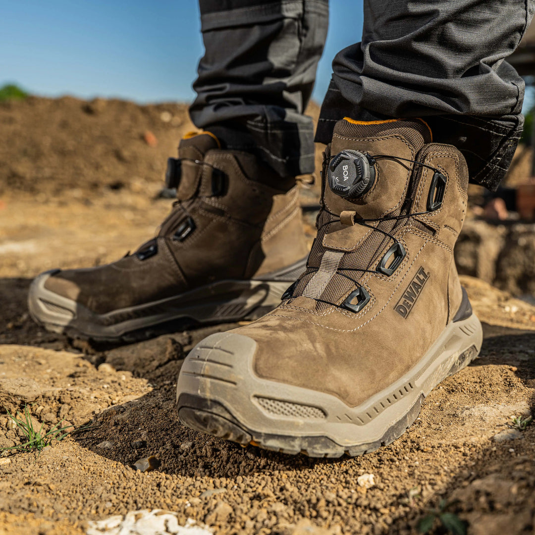 DEWALT Grid X BOA® Men's Waterproof, Lightweight, Composite Safety Toe Work Boot, 3/4 Front Left Model View