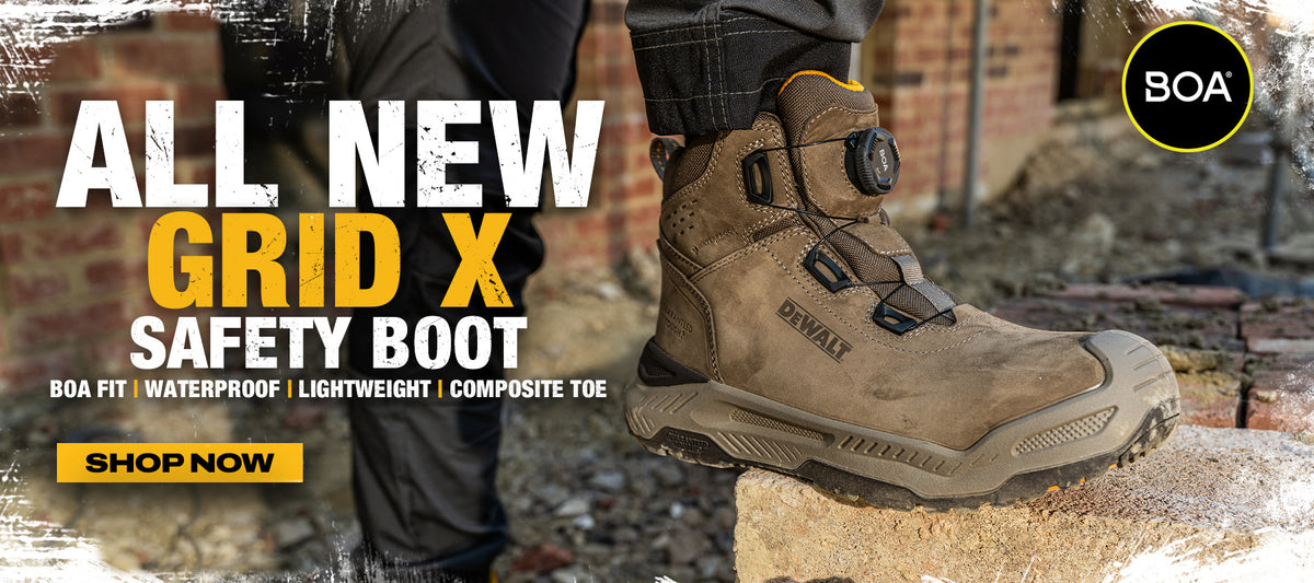 DEWALT Grid X BOA® Men's Waterproof, Lightweight, Composite Safety Toe Work Boot, Desktop Banner
