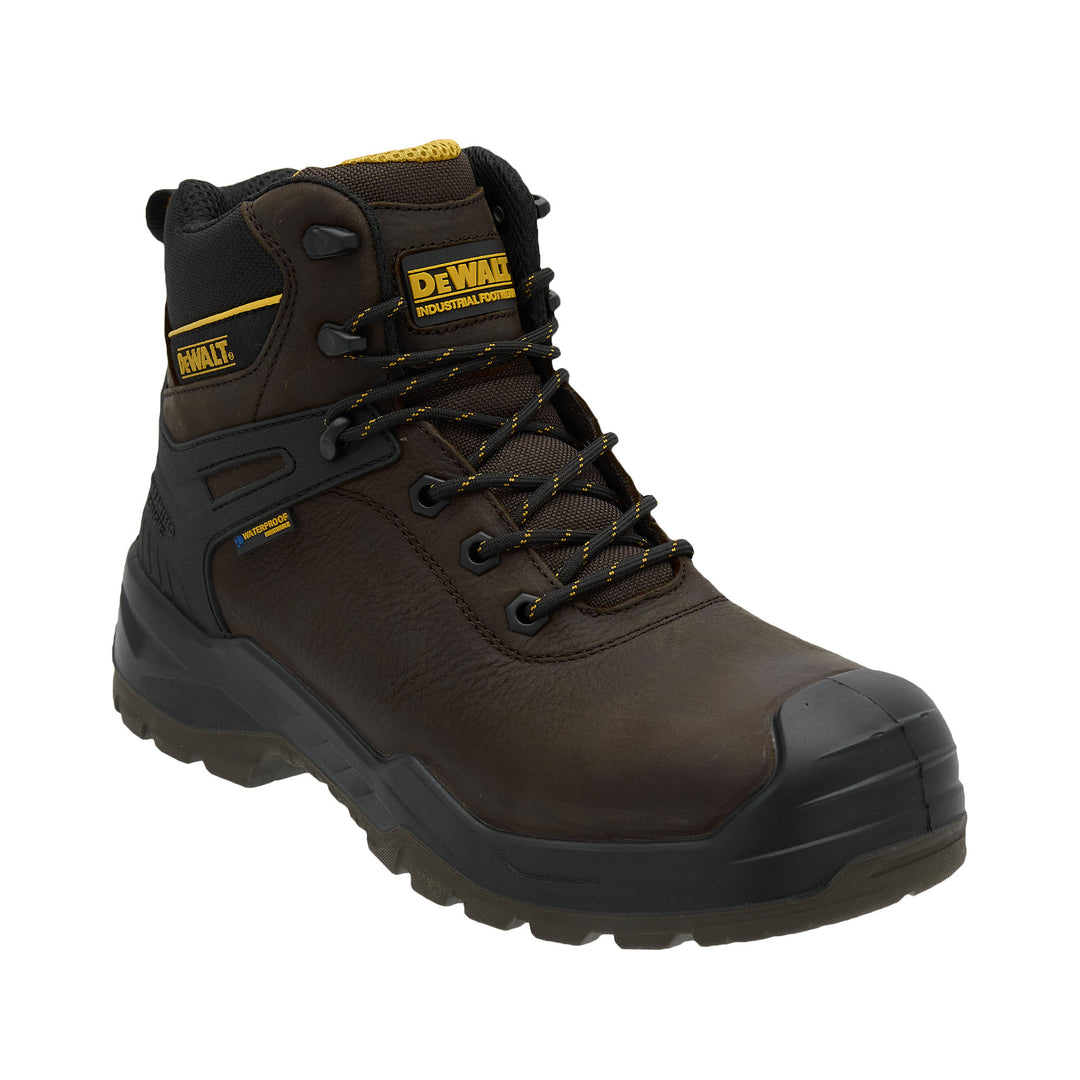 DEWALT Hayes Men's Leather, Steel Safety Toe, Waterproof Work Boot - Seal Brown- Front Right Side