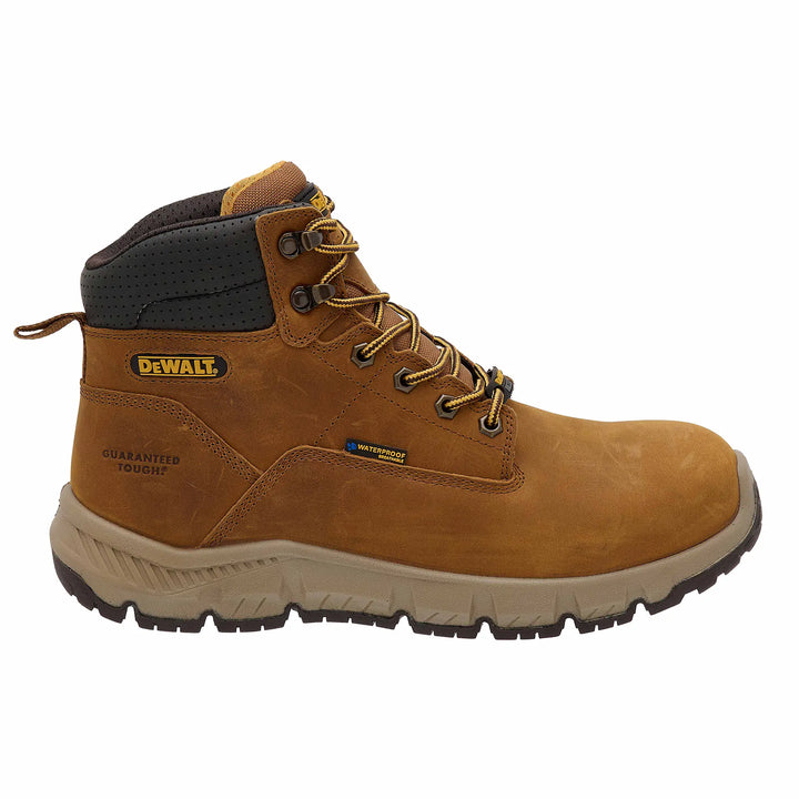 DEWALT Nampa Men's Waterproof, Full Grain Leather, Soft Toe Work Boot, Wheat Poseidon, Right Side View