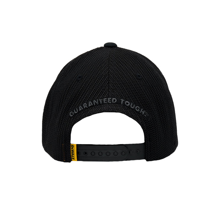 DEWALT Oakdale Trucker Hat, Black Patch with Black Mesh Back View