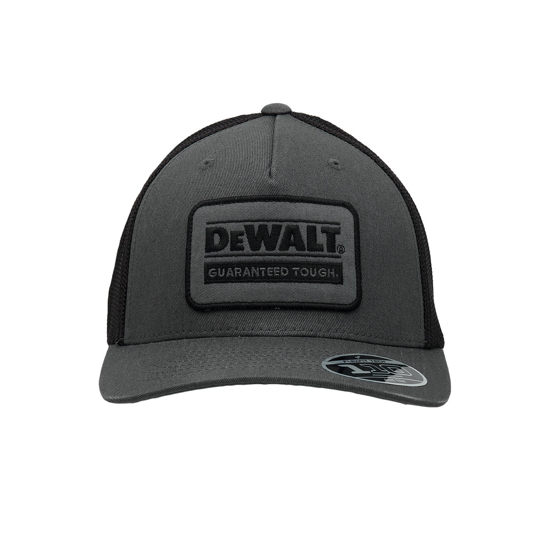 DEWALT Oakdale Trucker Hat, Grey Patch with Black Mesh Front View