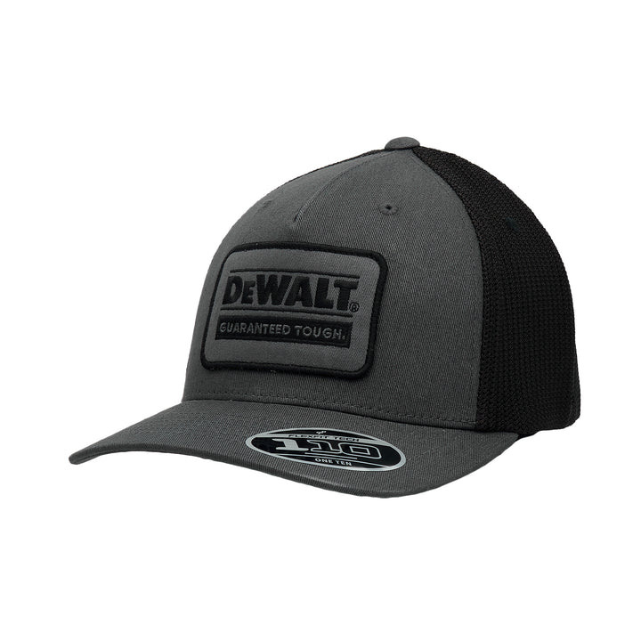 DEWALT Oakdale Trucker Hat, Grey Patch with Black Mesh 3/4 View