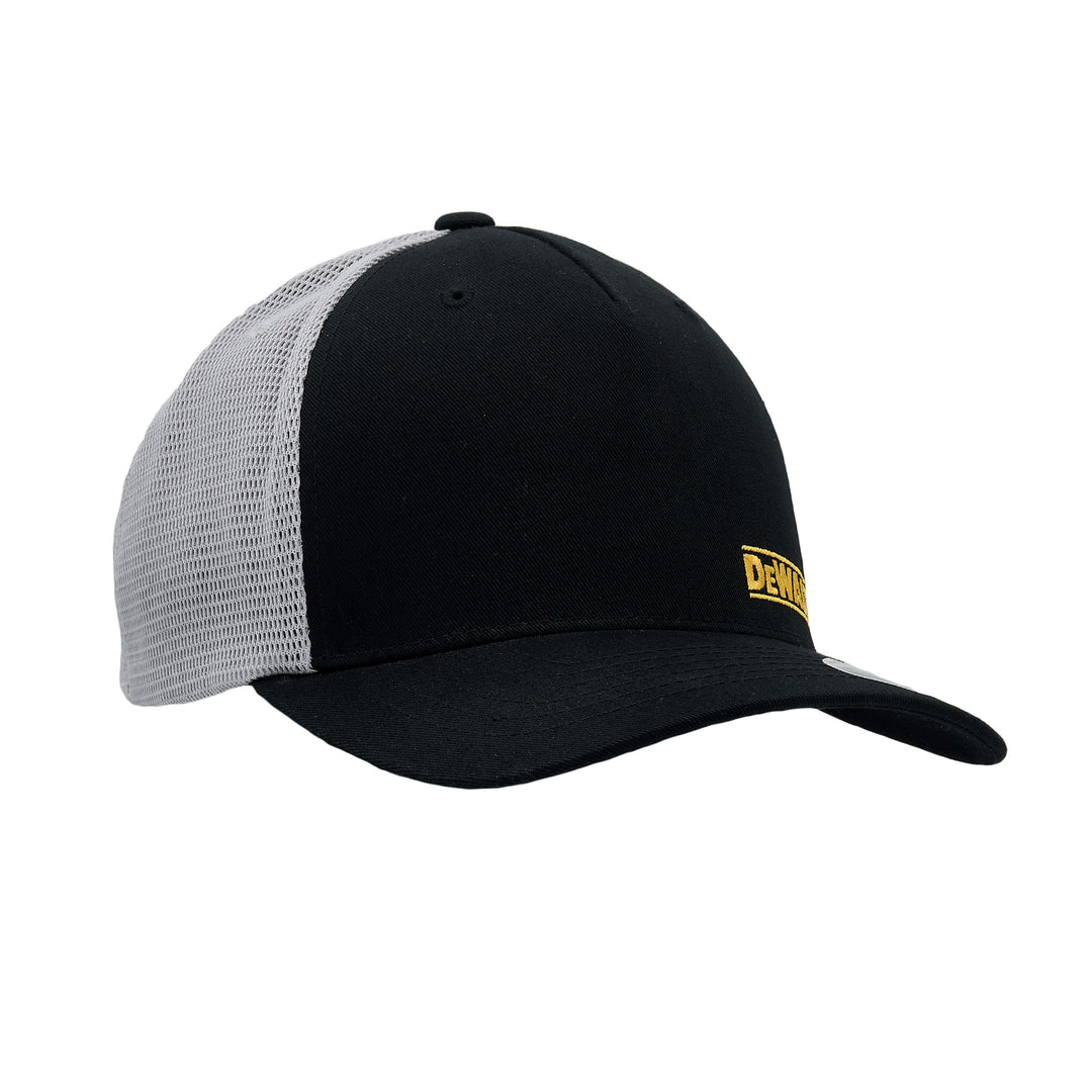 DEWALT Oakdale Trucker Hat, Black with Grey Mesh 3/4 View