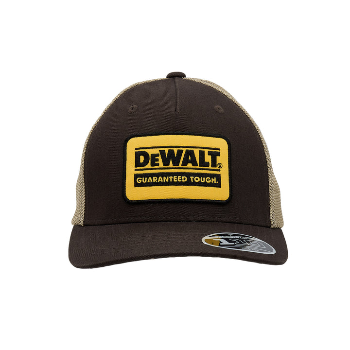 DEWALT Oakdale Trucker Hat, Yellow Patch with Bark Mesh Front View