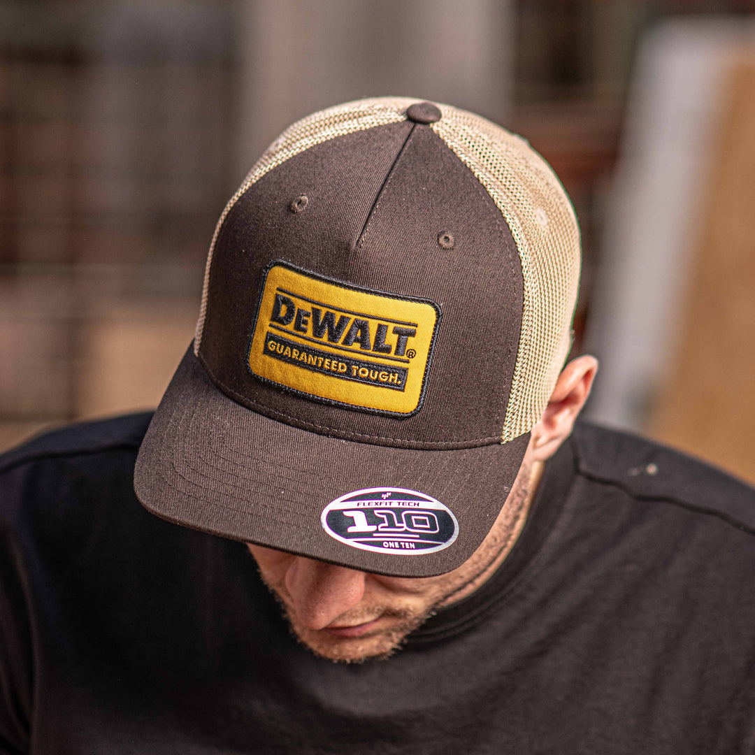 DEWALT Oakdale Trucker Hat, Yellow Patch with Bark Mesh Model View