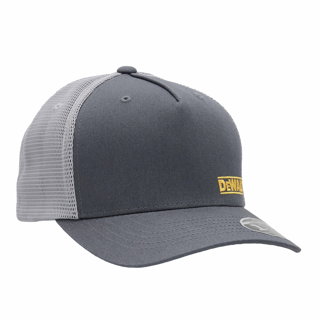 DEWALT Oakdale Trucker Hat, Grey with Grey Mesh 3/4 View