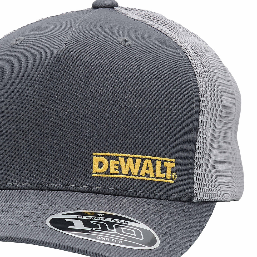 DEWALT Oakdale Trucker Hat, Grey with Grey Mesh Front Detail View