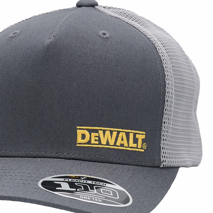 DEWALT Oakdale Trucker Hat, Grey with Grey Mesh Front Detail View