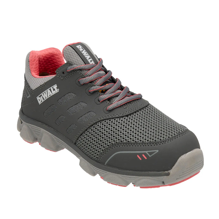 DEWALT Prism Low Women's, Lightweight, Aluminum Toe, Safety Work Shoe, Gray, 3/4 Front Right View