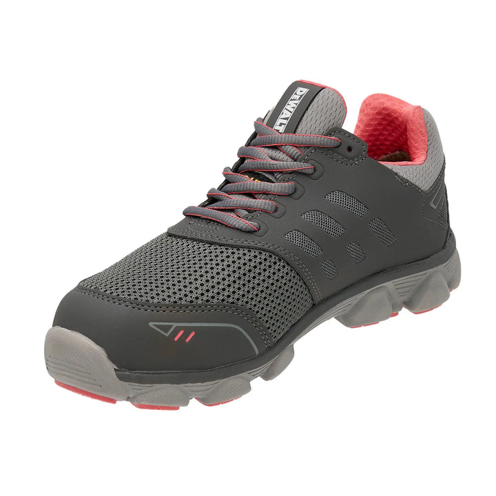 DEWALT Prism Low Women's, Lightweight, Aluminum Toe, Safety Work Shoe, Gray, 3/4 Front Left View