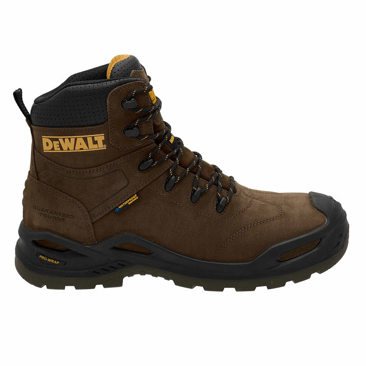 DEWALT Scarsdale Men's Waterproof, Full Grain Leather, Composite Safety Toe Work Boot, Dark Brown, Right Side View