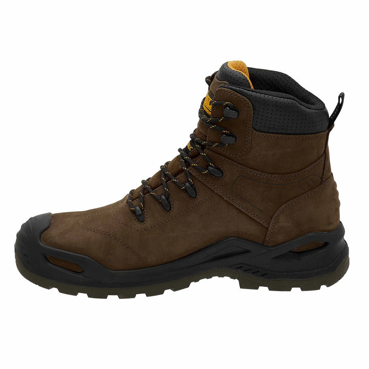 DEWALT Scarsdale Men's Waterproof, Full Grain Leather, Composite Safety Toe Work Boot, Dark Brown, Left Side View