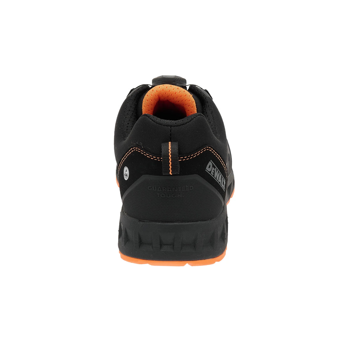 Black and orange work shoe with brand logo on a white background