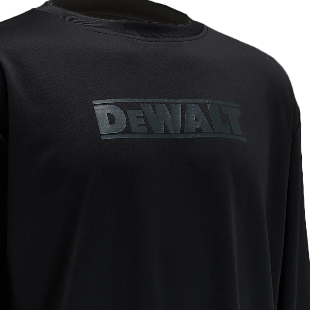DEWALT Truro Long Sleeve Performance T-Shirt, Black, 3/4 Front Right Close Up View