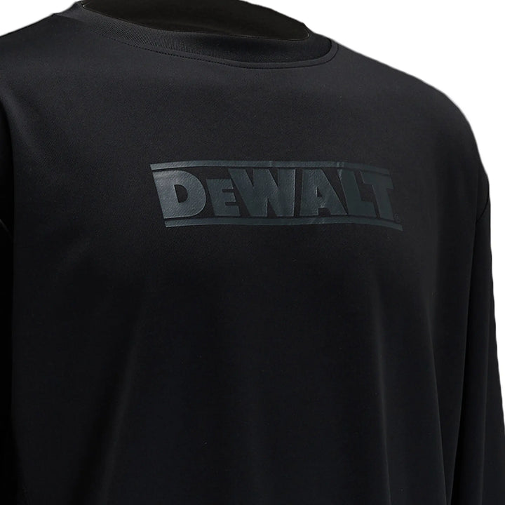 DEWALT Truro Long Sleeve Performance T-Shirt, Black, 3/4 Front Right Close Up View